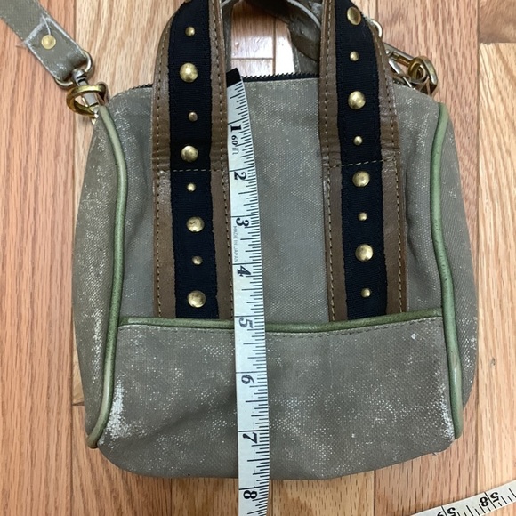 Mona B Waxed Canvas Studded Handle‎ Bag with Crossbody Strap - Picture 6 of 7